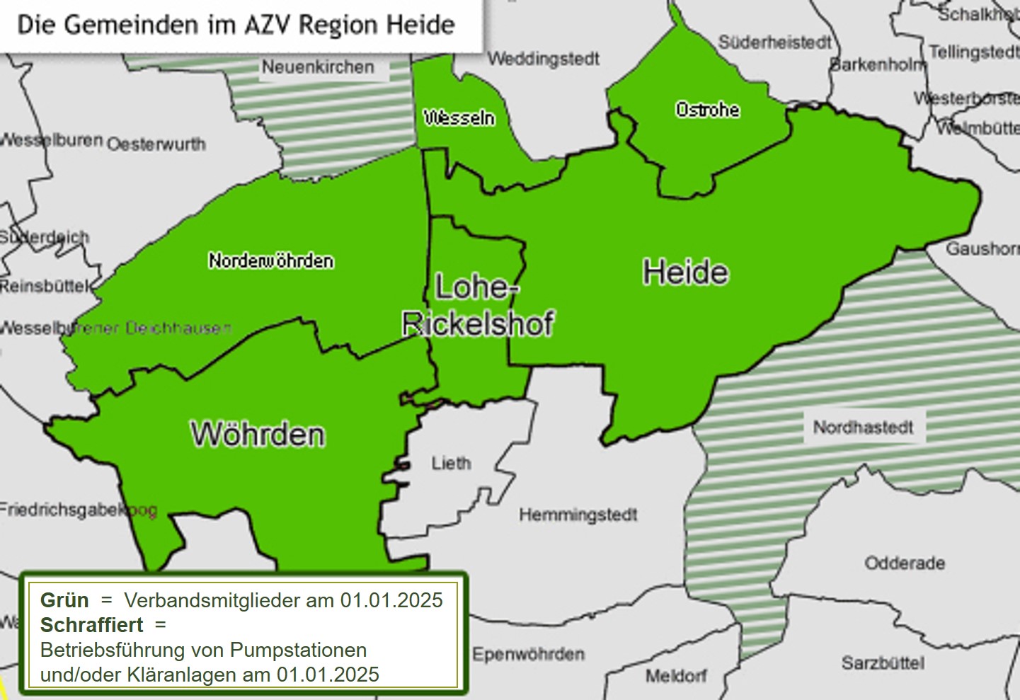 Karte des Verbandsgebietes des Abwasserzweckverbandes